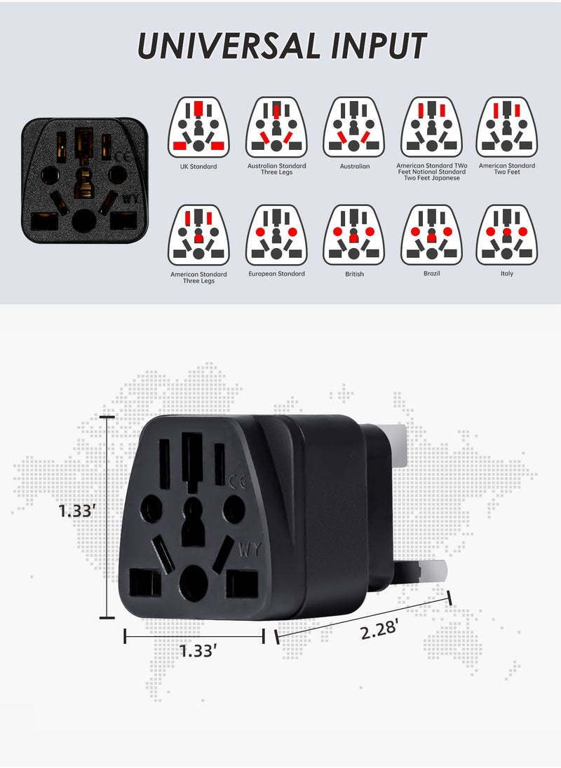 infino - World to UK Travel Adapter (3-Pack, Black) - Universal 3-Prong Power Converter, Transforms US/JP/AU/EU/CN plugs to UK - Grounded, Safe & Compact for All Devices, Includes 13A Fuse + 2 Spares - Image 1