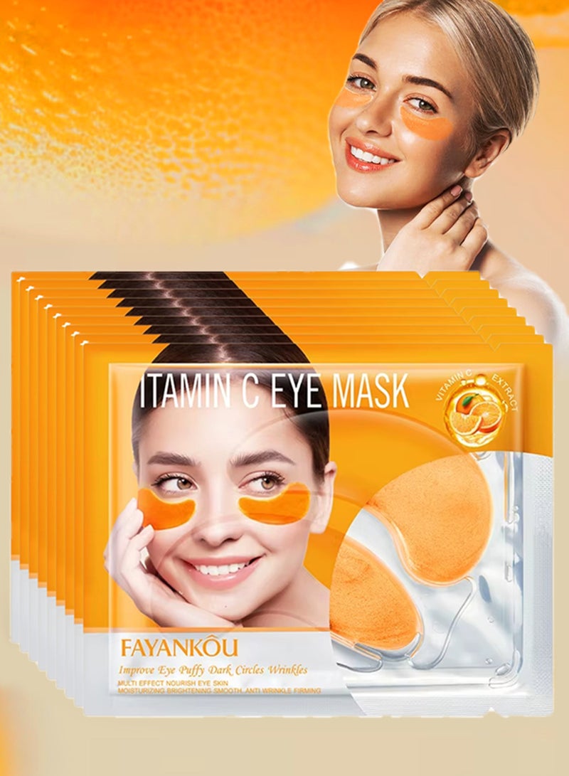 FAYANKOU 10 Pairs Eye Mask Under Eye Mask Anti Aging Eye Patches for Puffy Wrinkles Eyes Moisturizing and Reducing Dark Circles Eye Treatment Skin Care Eye Mask Patches Crystal Eye Sleeping Mask Vitamin C - Image 1