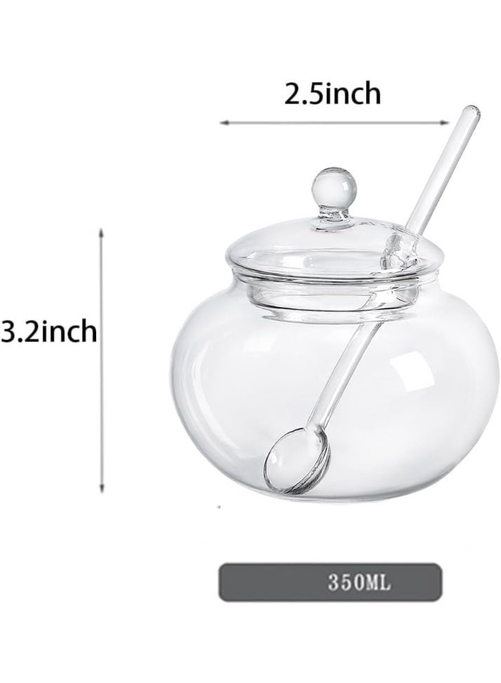 123Arts Clear Glass Sugar Bowl With Lid and Sugar Serving Spoon,8 ounces - Image 2
