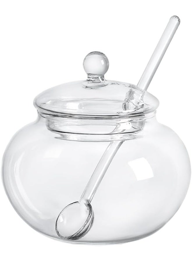 123Arts Clear Glass Sugar Bowl With Lid and Sugar Serving Spoon,8 ounces - Image 1