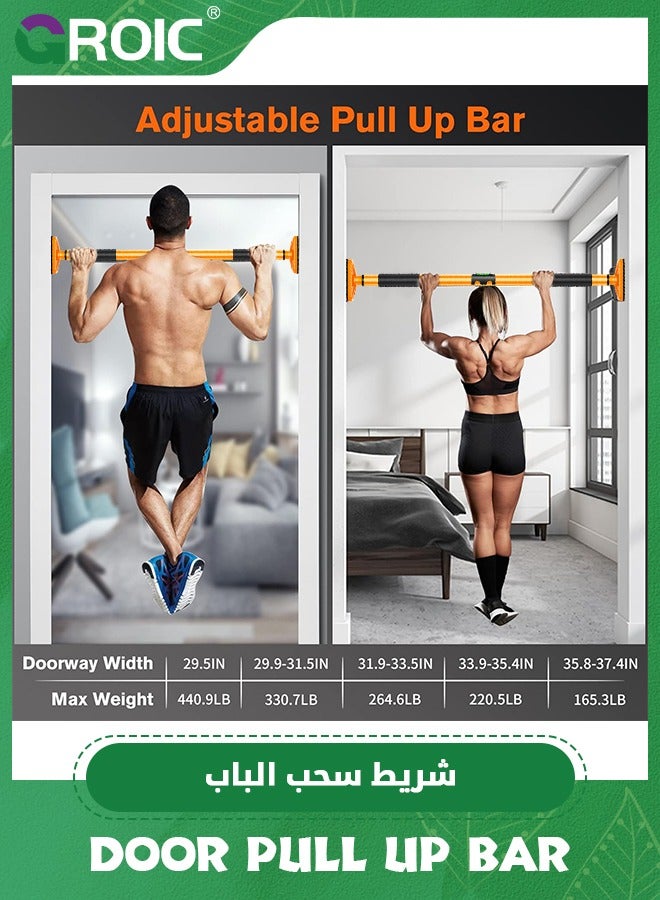 GROIC 85-110CM Doorway Pull Up Bar, Home Gym and Indoor Fitness Equipment,  Foam Grip Pads, Heavy Duty Steel, Upper Body Strength Exercise Pullups Chin ups, 33-43 Inch Doorway Size, 400LBs Max Weight - Image 2