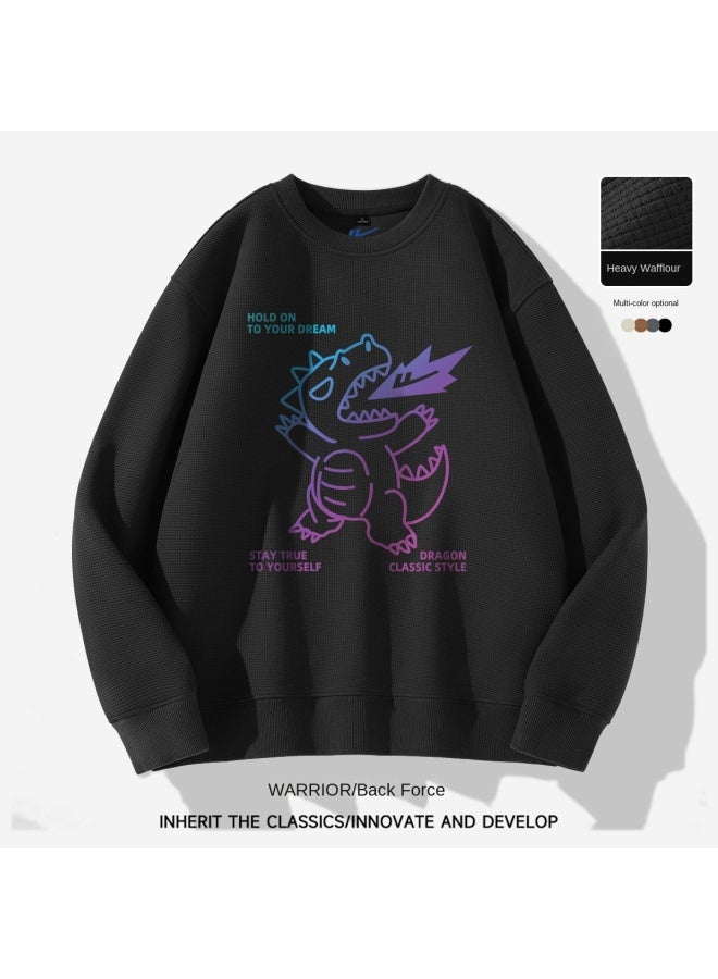 Warrior سويت شيرت ثقيل الوزن بأكمام طويلة وياقة دائرية للرجال، قمة رياضية كاجوال من نسيج الوافل لطلاب المدارس المتوسطة - Image 2