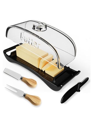 Butter Dish with Lid Knife Spreader, Butter Forks Set BPA-Free Plastic Butter Tray Container with Lid for Countertop Black Butter Dish for Refrigerator Camping Dishwasher Freezer Safe - pzsku/Z19E24CAB7E665B91F8BDZ/45/_/1723106878/50d53eb7-8c04-4668-9c8f-2fa6cbc74bf7