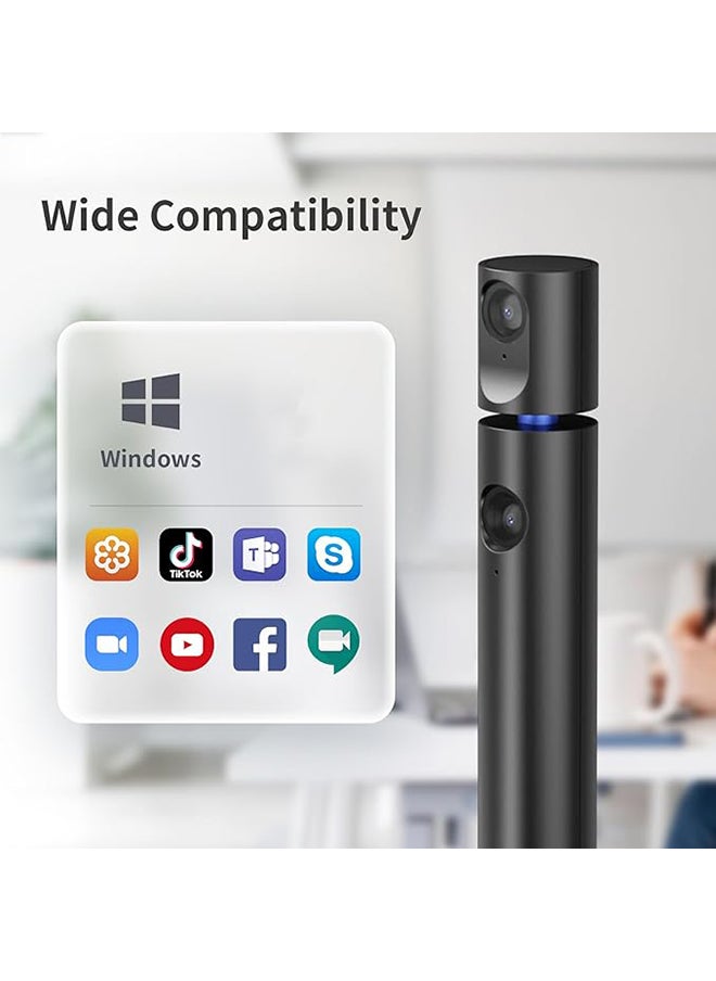CZUR - Halo X Pro Streaming Dual Webcam, 1080P Web Camera with Microphone, USB Camera for Computer, 90° View, Plug & Play, Compatible with PC/Mac, for Skype/ - Image 1