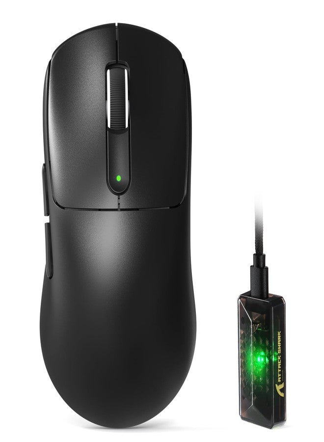 ATTACK SHARK V5 Wireless Gaming Mouse with 42000 DPI -PAW3950 MAX Sensor -55g Ultra-Lightweight-Nordic 52840 MCU,Wired/BT/2.4GHz Wirelss Programmable Mouse for PC/Mac (Black)