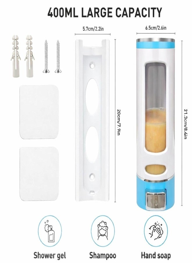 CITIPRO Capsule Soap Dispenser, 400 ml, Blue and White, Wall Mount, with Transparent Window, Chrome Button, for Bathroom and Kitchen (White and Blue Capsule) (Pack of 1) - Image 2