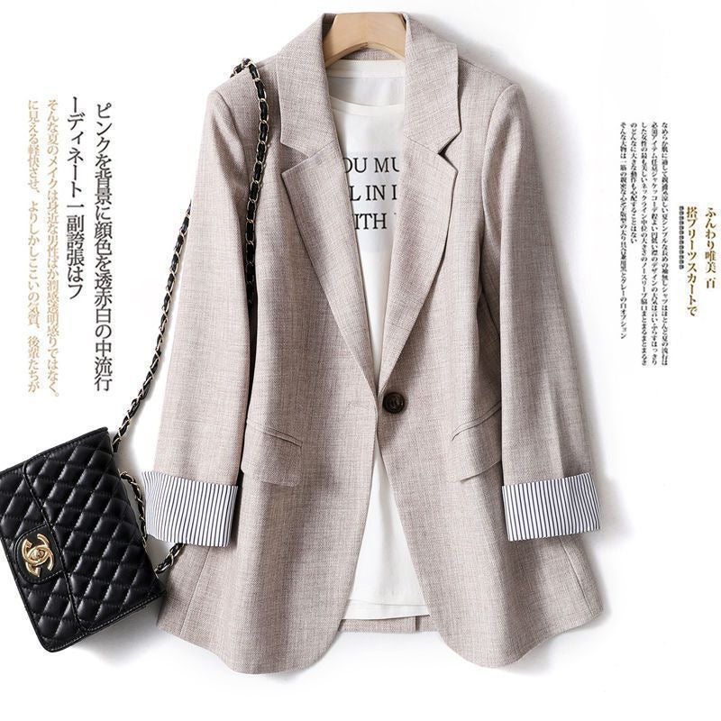 Plus Size Womens Blazer Jacket 2023 Spring Autumn New Style Korean Slims Smooths Your Silhouette Seamless Fashion Outwear Apricot  - Image 1