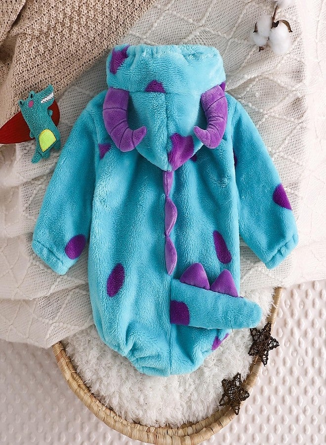 Thorn Tree Baby Boy Girl Halloween Costumes Warmly Hooded Romper Unisex Infant Baby Fall Winter Clothes (Blue,3-6 Months) - Image 3