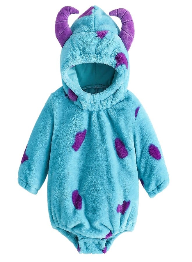 Thorn Tree Baby Boy Girl Halloween Costumes Warmly Hooded Romper Unisex Infant Baby Fall Winter Clothes (Blue,3-6 Months) - Image 1