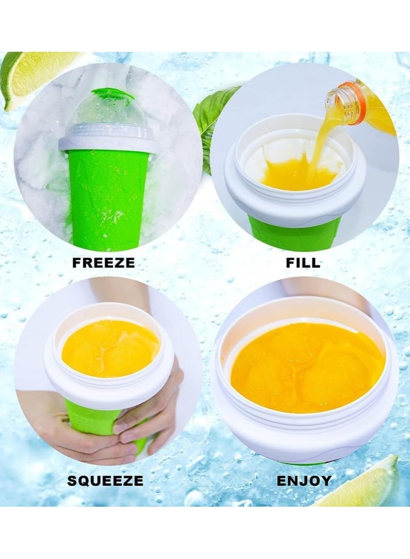 Slushie Maker Cup Magic Frozen Squeeze Ice Cup DIY Instant Icy Frozen Drinks in Moments Magic Quick Frozen Smoothies Cup Cooling Maker Cup Double Layer Silicone Slushies Squeeze Cup (Green 13.52OZ) - Image 3