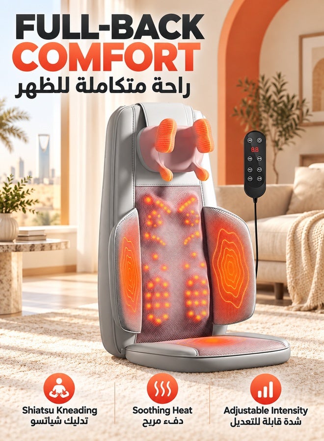 WALALLA Shiatsu Neck and Back Massager Cushion Ergonomic Stress Relief Deep Tissue Electric Shiatsu Massager with Heat for Neck Back Pain Relief Adjustable Intensity for Office Car Home Use - Image 1