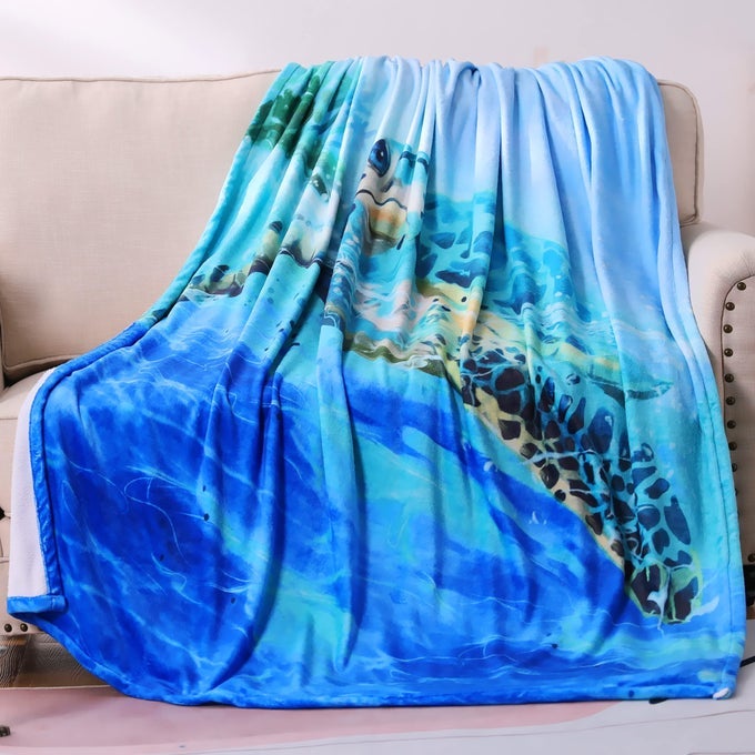 SEA TURTLE FLEECE BLANKET 60 X 80 INCHES TWIN THROW BLANKET FOR WOMEN MEN AND KIDS SUPER SOFT GIFTS FOR TURTLES LOVERS 60 X 80 TURTLE 1