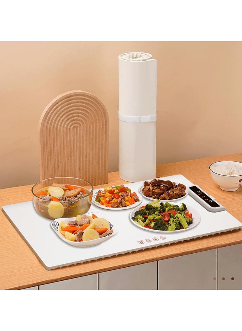 Electric Warming Tray, Portable Silicone Food Warmer, Space Saving Foldable Heating Pad, 240w Adjustable Temperature for Hot Drinks, Keep Food Hot Dish Server for Hot Pot Dishes Party Buffet  - Image 3