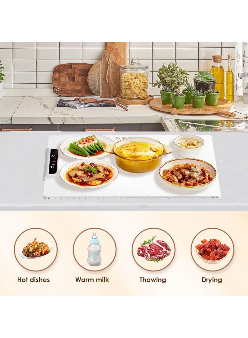 Electric Warming Tray, Portable Silicone Food Warmer, Space Saving Foldable Heating Pad, 240w Adjustable Temperature for Hot Drinks, Keep Food Hot Dish Server for Hot Pot Dishes Party Buffet  - Image 5