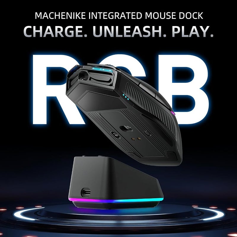 Machenike L8 Pro 8KHz Wireless Gaming Mouse with RGB Charging Dock, 26000 DPI,6 Programmable Buttons, Dual Mode Scroll, Ergonomic, Compatible with PC and Mac - Image 3