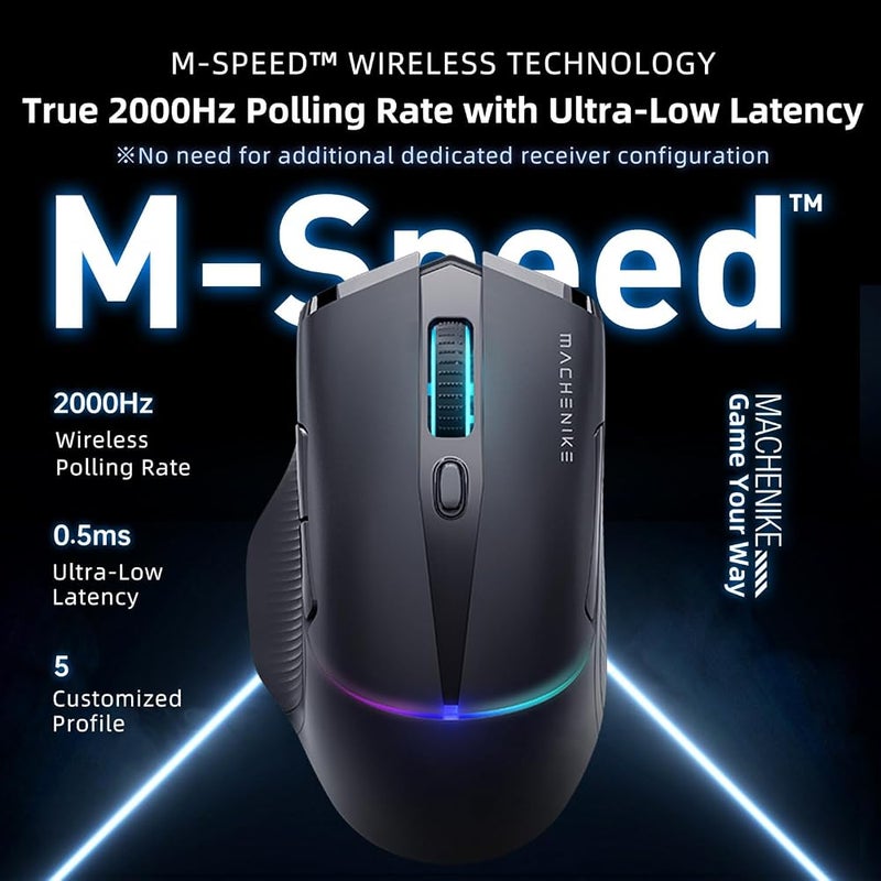 Machenike L8 Pro 8KHz Wireless Gaming Mouse with RGB Charging Dock, 26000 DPI,6 Programmable Buttons, Dual Mode Scroll, Ergonomic, Compatible with PC and Mac - Image 4