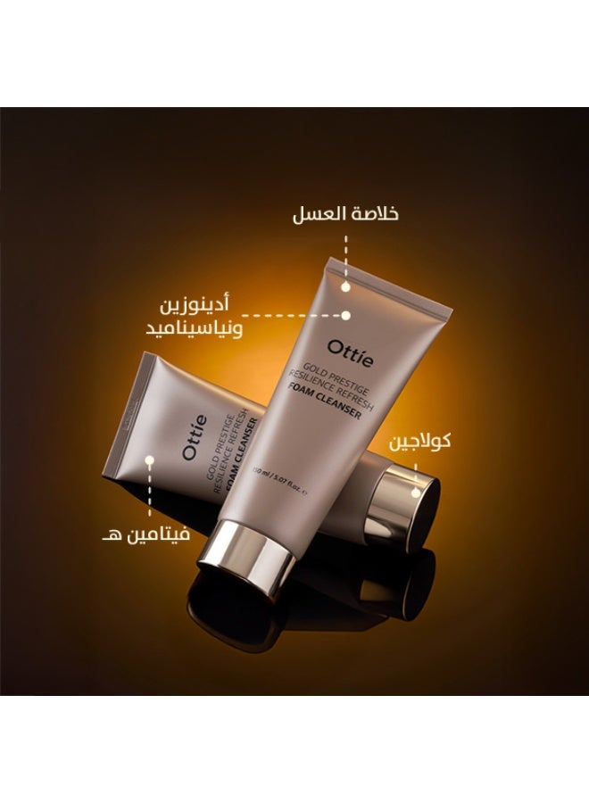 أوتي رغوة تنظيف Ottie Gold Prestige Resilience Refresh بحجم 150مل | تنظيف يُعزز الإشراق | ينعش البشرة | K-Beauty الفاخرة - Image 2