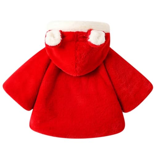 Bold N Elegant Faux Fur Warm Winter Outerwear Hooded Baby Jacket Coat Blanket with Soft Plush Golden Bunny Ear for Infant Toddler Boy Girl Kids (IN, Age, 0 Months, 6 Months, Red) - Image 2