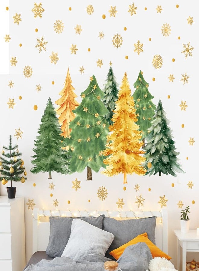 Amtoodopin Christmas Tree Wall Decals Merry Christmas Snowflake Pine Trees Wall Stickers Christmas Wallpaper DIY Peel and Stick Removable Vinyl Wall Art for Bedroom Holiday Home Decoration - Image 2