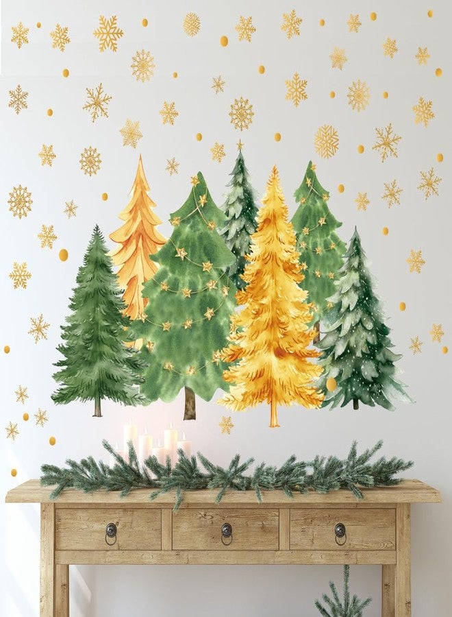 Amtoodopin Christmas Tree Wall Decals Merry Christmas Snowflake Pine Trees Wall Stickers Christmas Wallpaper DIY Peel and Stick Removable Vinyl Wall Art for Bedroom Holiday Home Decoration - Image 3