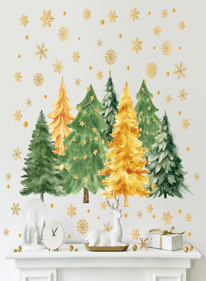 Amtoodopin Christmas Tree Wall Decals Merry Christmas Snowflake Pine Trees Wall Stickers Christmas Wallpaper DIY Peel and Stick Removable Vinyl Wall Art for Bedroom Holiday Home Decoration - Image 4