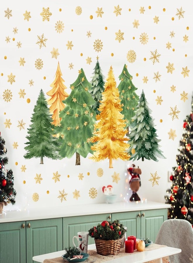 Amtoodopin Christmas Tree Wall Decals Merry Christmas Snowflake Pine Trees Wall Stickers Christmas Wallpaper DIY Peel and Stick Removable Vinyl Wall Art for Bedroom Holiday Home Decoration - Image 5