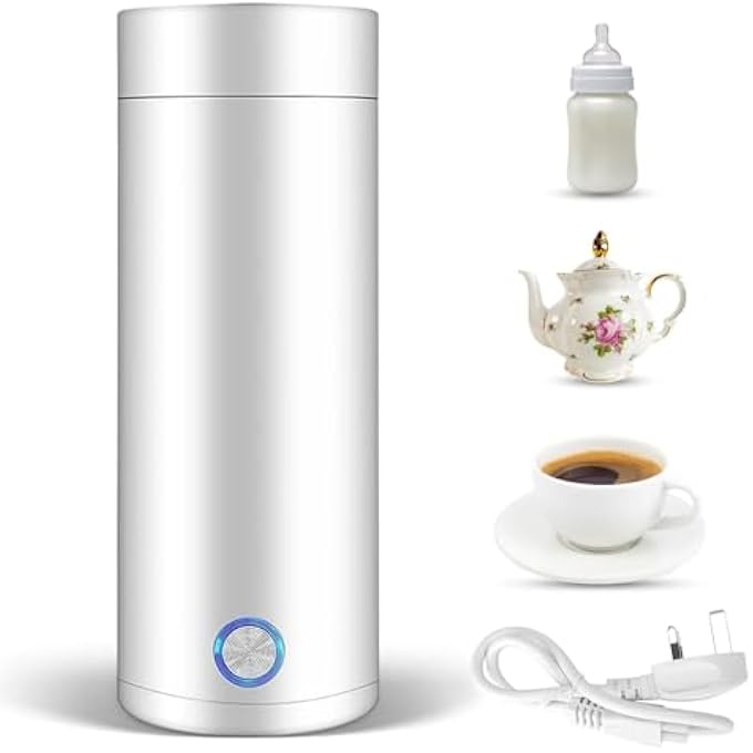 DOOKOO Portable Travel Kettle 400Ml Small Electric Travel Kettle 3 In 1 Electric Heating Cup Fast Boil And Auto Shut Off Heating Mug For Tea Coffee Baby Milk Stainless Steel Kettle White - Image 2
