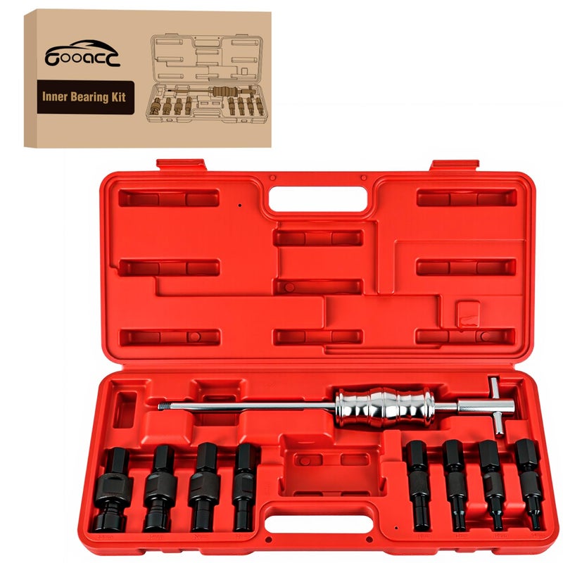 GOOACC 9PCS Blind Inner Bearing Puller Set, Slide Hammer with Expandable Collets 8-32MM Blind Hole Collet Bearing Slide Hammer Puller Set Internal Pilot Bearing Removal Tool for Axles Bearings, Red - Image 1