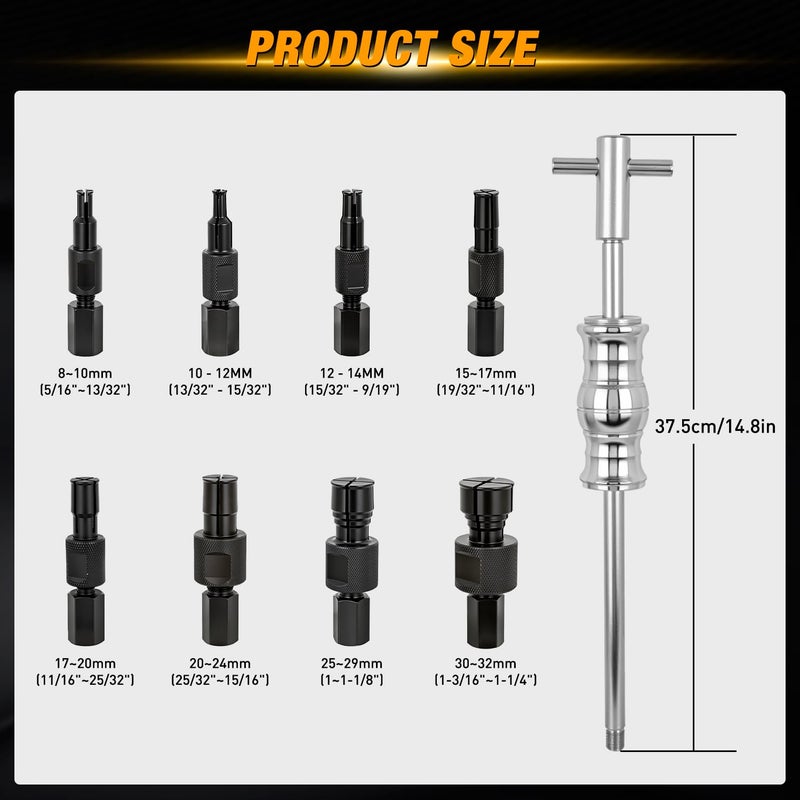GOOACC 9PCS Blind Inner Bearing Puller Set, Slide Hammer with Expandable Collets 8-32MM Blind Hole Collet Bearing Slide Hammer Puller Set Internal Pilot Bearing Removal Tool for Axles Bearings, Red - Image 3