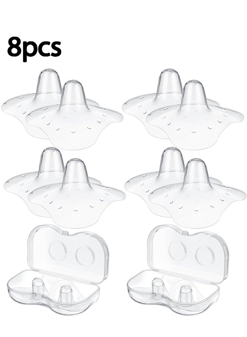 LLASIDO 8 Pcs Contact Nipple Shield for Breastfeeding Newborn Nipple Protector with Carrying Case Silicone Extender for Women Protecting Sore, Flat or Inverted - Image 1