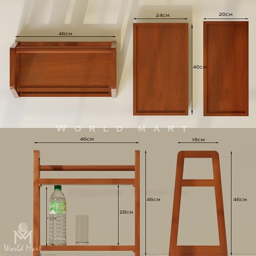 World Mart® Wooden Kitchen Counter Top Organizer | 2-Tier Multipurpose Corner Shelf Rack | Walnut Finish Storage Stand for Spices, Oils, Makeup, Office & Home | Easy DIY Assembly | 18x18x11 Inches - Image 2