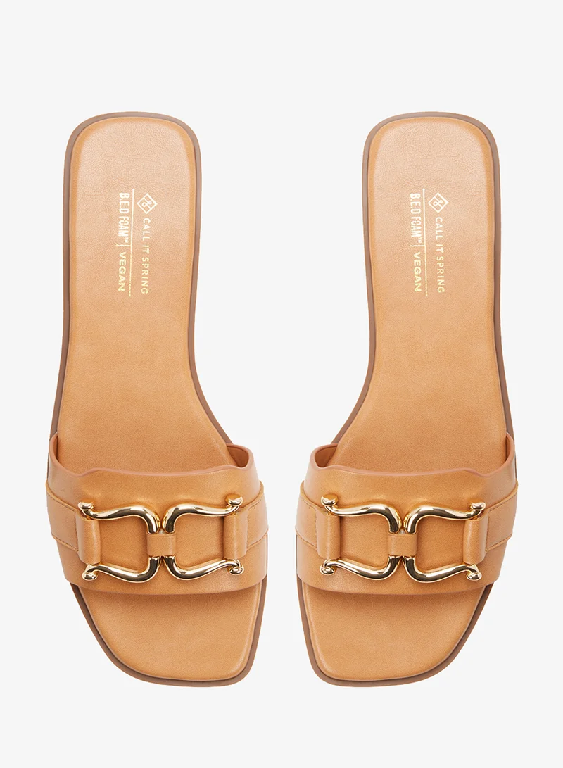 Call it Spring COGNAC Missyy Flat Sandals for Women | Best Price UAE