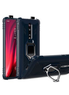 HuHa Case Cover For Xiaomi 9T & 9T Pro & Redmi K20 & Redmi K20 Pro Carbon Fiber Protective Case with 360 Degree Rotating Ring Holder Blue 