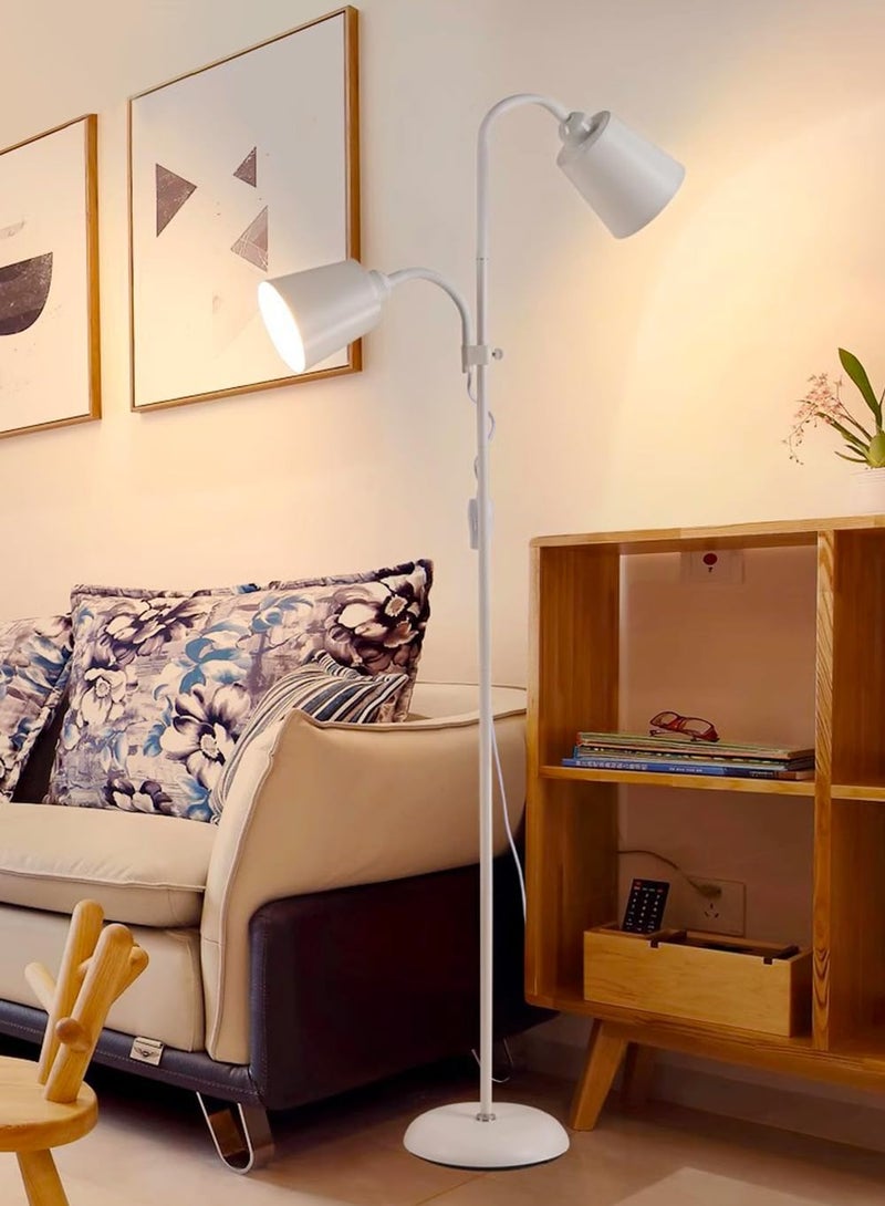الروهيت مصباح أرضي، إضاءة أرضية بتصميم عصري، مصباح قائم طويل برأسين قابلين للتعديل، مناسب لغرفة المعيشة، غرفة النوم، غرفة الدراسة، المكتب (أبيض) - Image 5