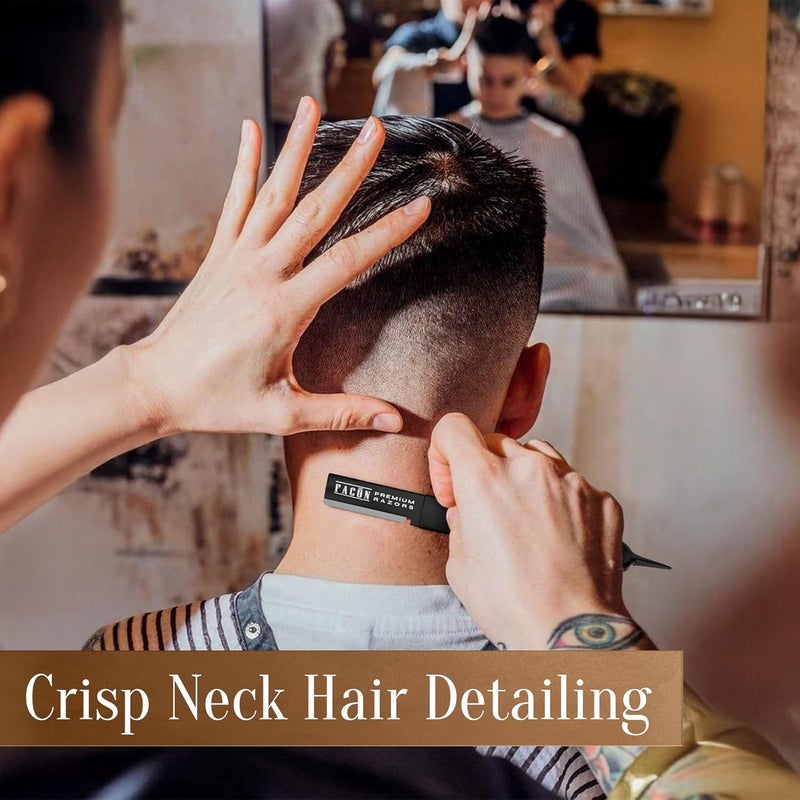 FACON Facón Beard Razor for Men - Professional Beard Shaping Tool Grooming Kit with 11 Replacement Blades, Mustache Shaper, Edger & Lineup, Premium Precision Straight Edge Razor 100% Stainless Steel Blade - Image 4