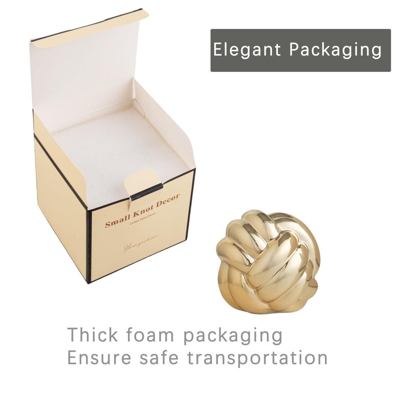 Lynagert Small Gold Knot Decor, Chain Link Decor, Coffee Table Decor, Book Shelf Decor, Entry Table Decor, Aesthetic Minimalist Decorative Objects for Modern Home Living Room, Desk Decor for Office (Golden) - Image 3
