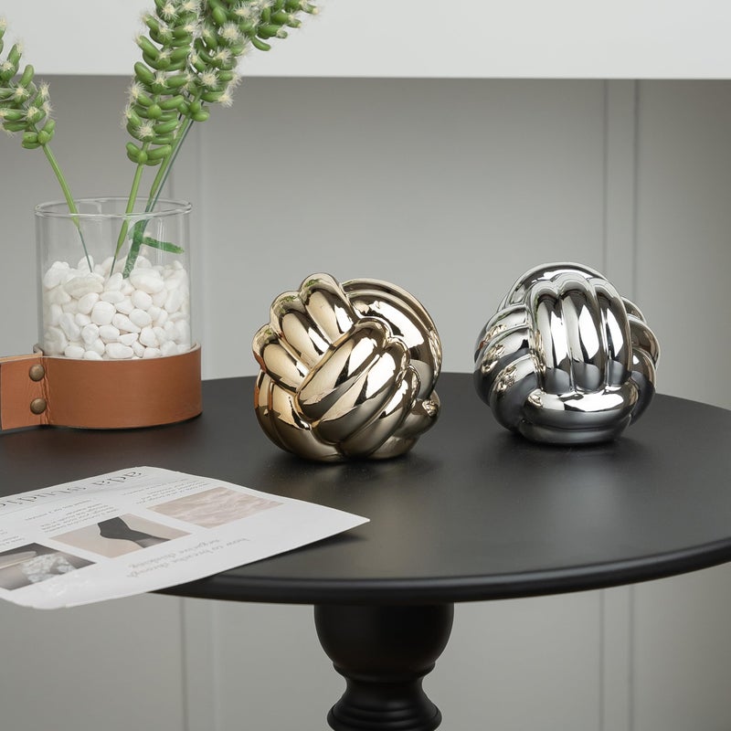 Lynagert Small Gold Knot Decor, Chain Link Decor, Coffee Table Decor, Book Shelf Decor, Entry Table Decor, Aesthetic Minimalist Decorative Objects for Modern Home Living Room, Desk Decor for Office (Golden) - Image 5