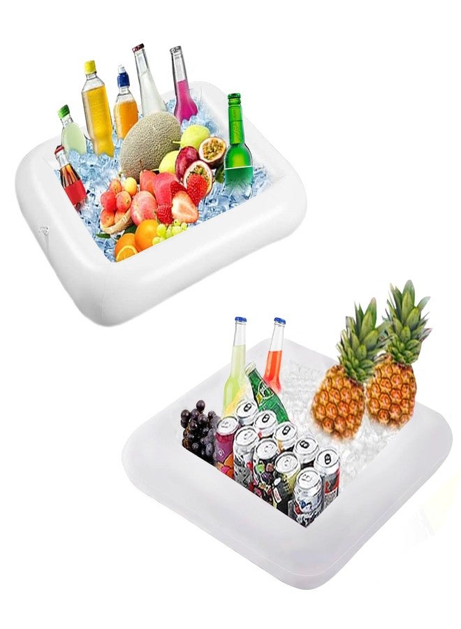 XPAPOV 2PCS Inflatable Ice Serving Buffet Bar - BBQ Picnic Pool Party Supplies Buffet Salad Food & Drinks Tray for Party Picnic & Camping (23.6 inches) - Image 1