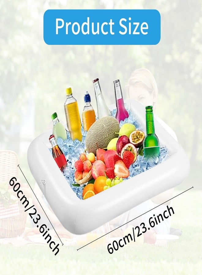 XPAPOV 2PCS Inflatable Ice Serving Buffet Bar - BBQ Picnic Pool Party Supplies Buffet Salad Food & Drinks Tray for Party Picnic & Camping (23.6 inches) - Image 2