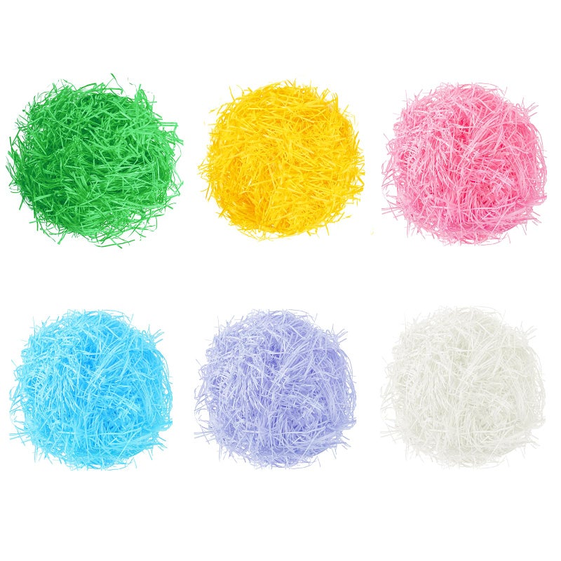 Gloreyan 6 Colors/4.3oz Easter Grass Shredded Paper Filler Raffia Paper Filler for Easter Gift Wrapping Basket Filling Birthdays Weddings Party Supply - Image 1
