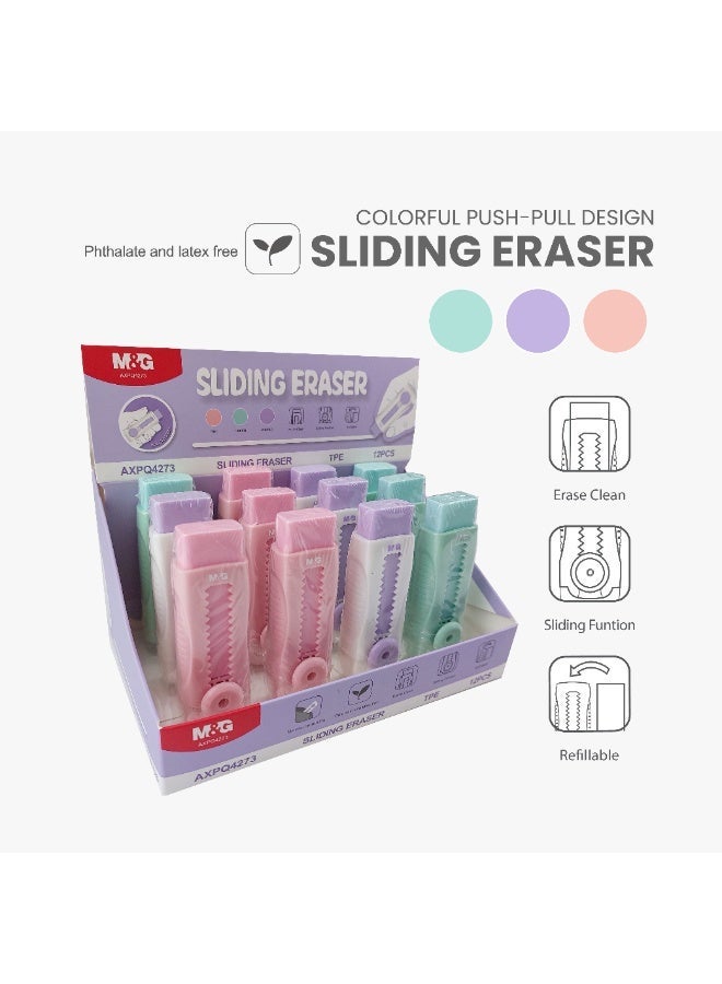 M&G Sliding Eraser Pen Dustless and excellent eraser  cleaning/Pastel color - Image 1