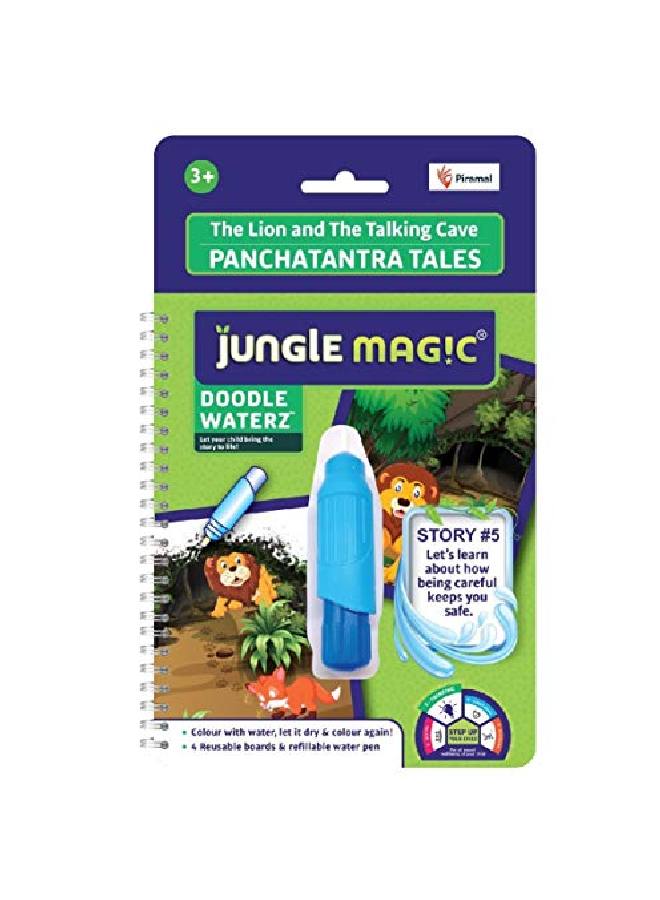 Jungle Magic Doodle Waterz Reusable I Water Colouring Book Panchtantra Story I Lion Talking Cave I Selfdrying With Easy To Hold Water Pen I Educational Toy For Kids - Image 2