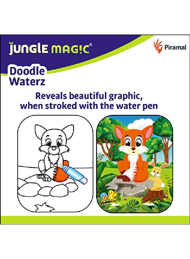 Jungle Magic Doodle Waterz Reusable I Water Colouring Book Panchtantra Story I Lion Talking Cave I Selfdrying With Easy To Hold Water Pen I Educational Toy For Kids - Image 5