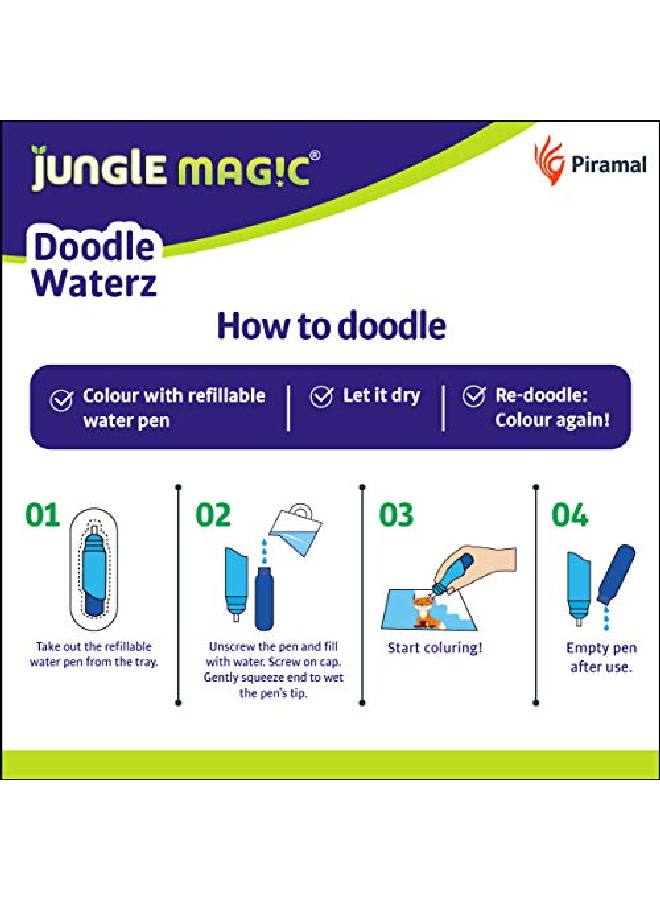Jungle Magic Doodle Waterz Reusable I Water Colouring Book Panchtantra Story I Lion Talking Cave I Selfdrying With Easy To Hold Water Pen I Educational Toy For Kids - Image 4