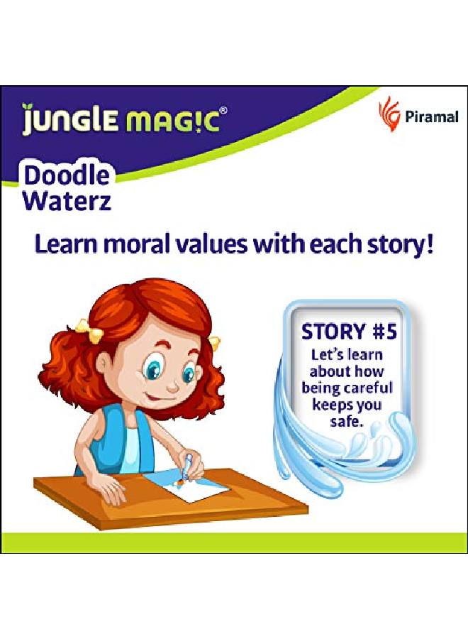 Jungle Magic Doodle Waterz Reusable I Water Colouring Book Panchtantra Story I Lion Talking Cave I Selfdrying With Easy To Hold Water Pen I Educational Toy For Kids - Image 3