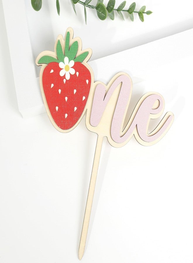 BOOMPA Wooden Strawberry Birthday Cake Topper - Sweet 1st Decor for Baby - Berry Theme Party Decoration for Boy and Girl - Cake Smash Photo - Image 5