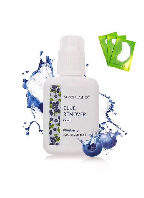 Eyelash Extension Remover, 0.51 Fluid Ounce/15ml Fast Dissolve Powerful Eyelash Extension Gel Professional Gel Remover with 3 Piece Eye Pads, Fast Lash Gel Dissolve Time - 60 Seconds