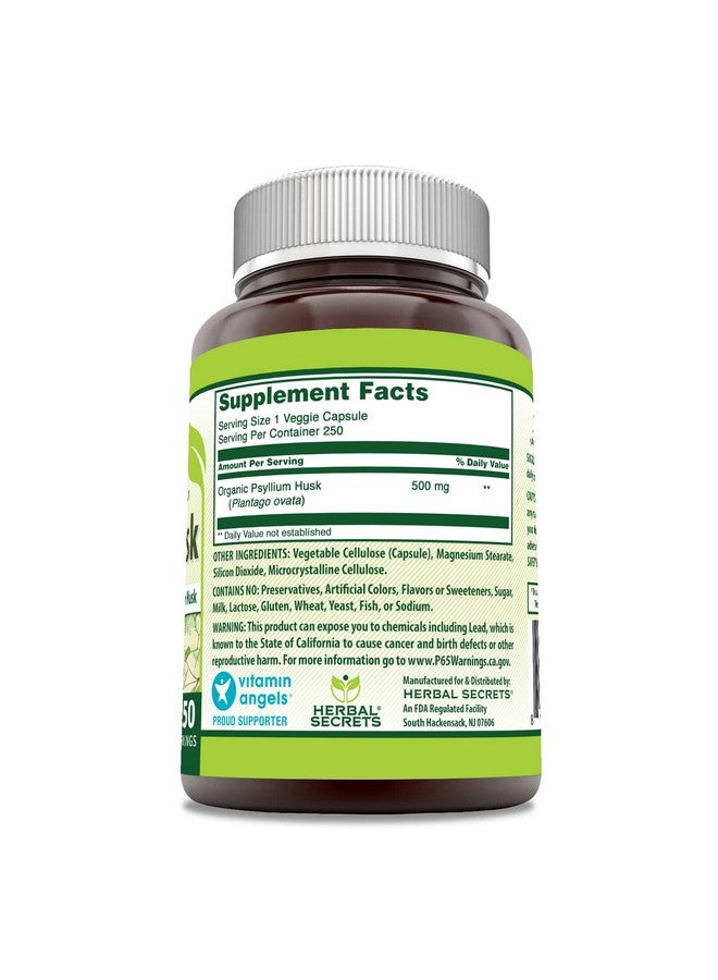 Herbal Secrets Psyllium Husk Supplement | 500 Mg | 250 Veggie Capsules | Non-GMO | Gluten Free | Made in USA - Image 2