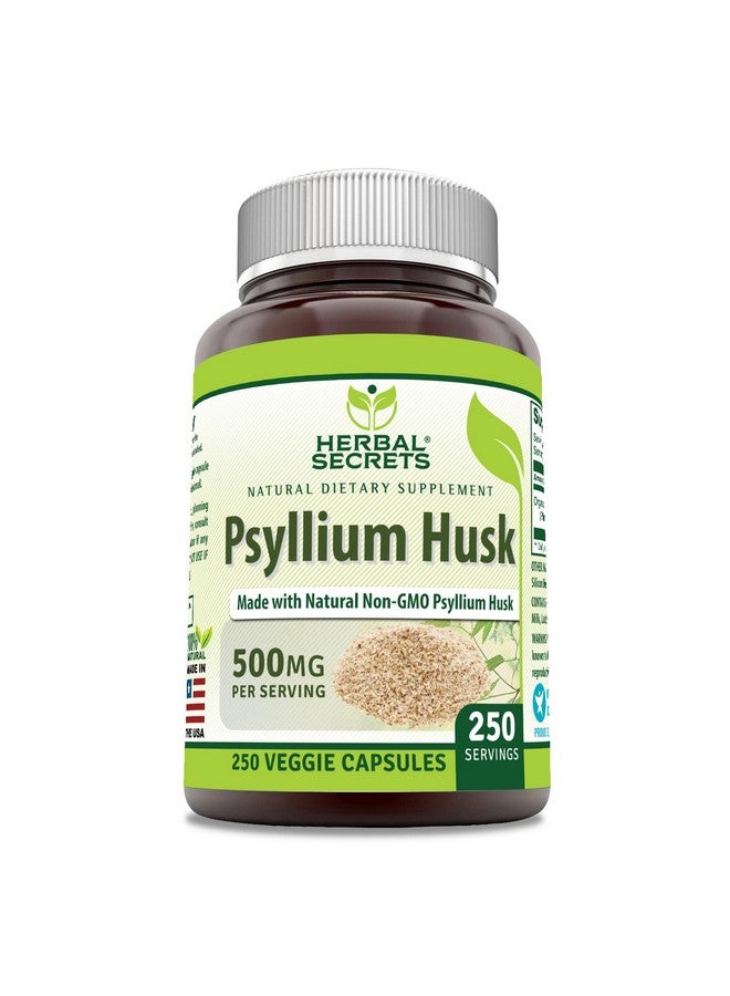 Herbal Secrets Psyllium Husk Supplement | 500 Mg | 250 Veggie Capsules | Non-GMO | Gluten Free | Made in USA - Image 1