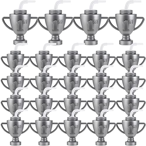 Amyhill 24 Pcs Race Car Trophy Cups With Straws and Lids 12 Oz Plastic Race Car Birthday Party Supplies And Favors For Kids Adults Props Rewards Winning Prizes Competitions Silver - Image 1